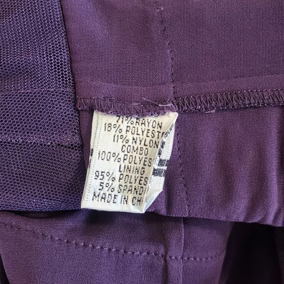 Cache Purple Iridescent Cocktail Dress Shutter Pleat Sheath Cap Sleeve V-neck 6 - Picture 9 of 10